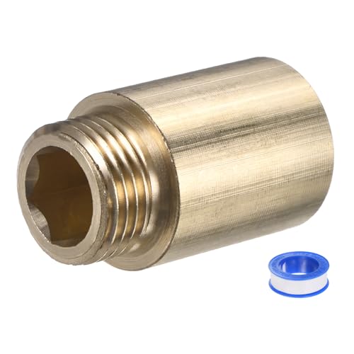 M METERXITY Shower Head Extension Arm, Brass G1/2 Male to Female Extension Pipe Fitting Adapter with PTFE Thread Seal Tape for Shower/Faucet, Pipe Plumbing Coupler 1.57"/40mm 1-Pack - size: 1.57"/40mm