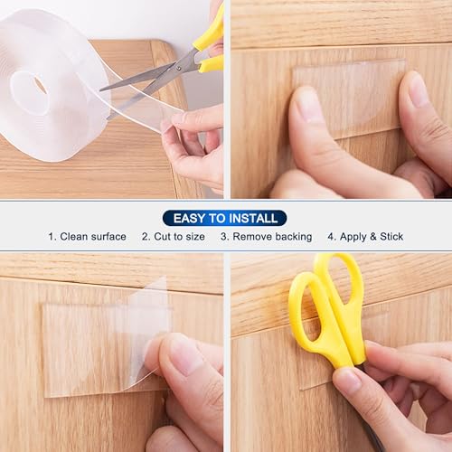 SANKEMU Double Sided Tape Heavy Duty (10FT) Mounting Tape Strong Adhesive Strips Sticky Nano Tape Multipurpose Removable Transparent Two Sided Poster Tape for Paste Items, Household - size: 1.18 INCH X 9.85 FT