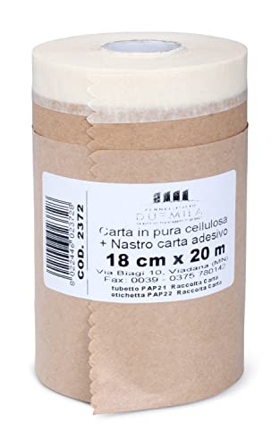2000 | Paper Roll with Adhesive Tape, Masking Set, Protection Walls, Walls, Skirting Boards, Furniture, Dimensions 18 cm x 20 m - Made in Italy