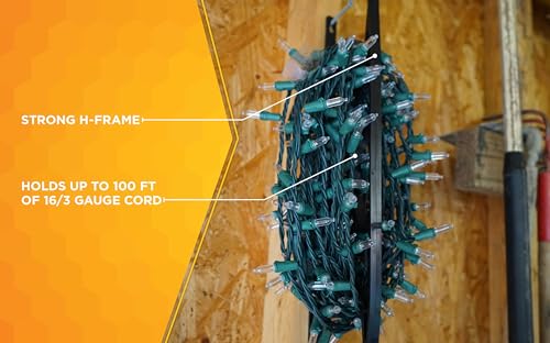 Woods Light Duty Extension Cord Wrap - Holds Up to 100 Feet of 16/3 Cord - Durable H-Frame-Cord Reel with Built-In Carrying Handle - Black,(Pack of 12) - size: One Size (Pack of 12)