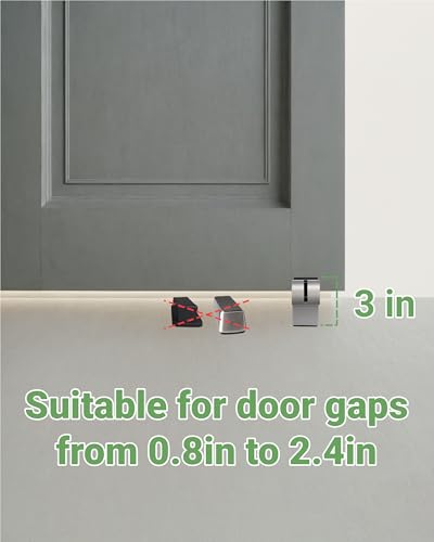 Large Door Stopper - Metal Door Wedge, Tall Door Stopper, Spring Rubber for Extra Strong Grip (Silver, 1 Pack)