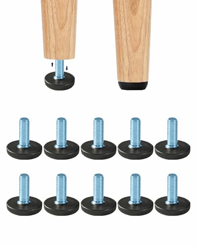 WAFJAMF M6 12PCS Adjustable Furniture Levelers Screw in Threaded, Adjustable Levelers Feet Screw On Furniture Glide Leveling for Table, Chair, Furniture Legs (M6-12PCS) - size: M6-12PCS-No Inserts