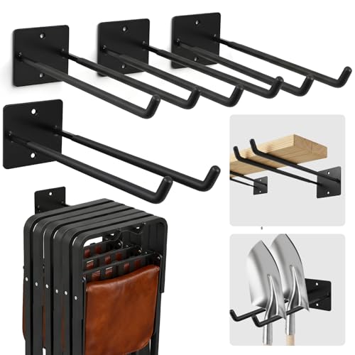 14 Inches Extra Large Garage Hooks, 4 Pack Heavy Duty Tool Organizer Wall Mount Hangers, Long Utility Storage Hooks for Car Tires, Chairs, Ladders, Ropes, Garden Tools, Power Tools