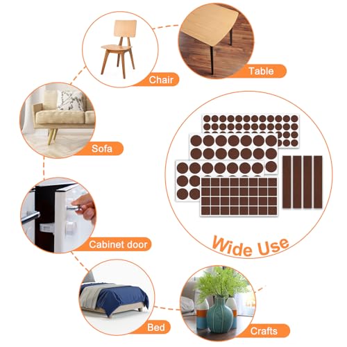 Felt Furniture Pads 400 Pieces, Furniture Pads for Hardwood Floors, Floor Protectors for Furniture Legs, Felt Pads for Furniture, Many Large Sizes Brown - size: 400pcs Brown
