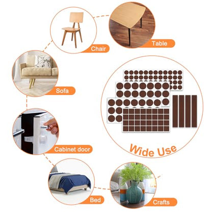 Felt Furniture Pads 400 Pieces, Furniture Pads for Hardwood Floors, Floor Protectors for Furniture Legs, Felt Pads for Furniture, Many Large Sizes Brown - size: 400pcs Brown