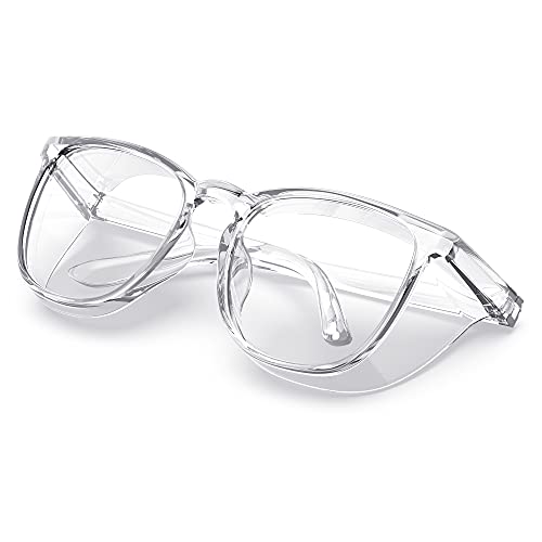 TOREGE Eye Protection Glasses,Fashionable Safety Glasses With Clear No Fog Lenses,Great Safety Goggles For Men&Women(Transparent White&Clear Lens) - color: Transparent White&clear Lens