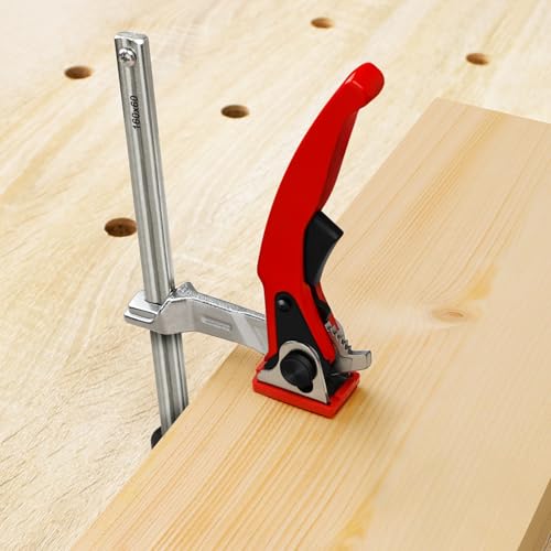 Bench Dog Clamp for 3/4" Dog Holes – Heavy Duty Quick-Ratchet Woodworking Clamp with Adjustable Pivot Jaw, 2PCS 19mm Non-Slip Bench Dogs, Fits MFT Tables and Workbenches - color: Red 3pcs