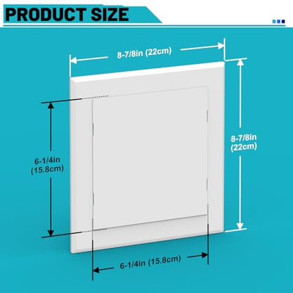 Self-Adhesive Access Panel, 6-1/4" x 6-1/4", Heavy-Duty ABS Plastic Wall Access Panel, Wall Hole Cover for Plumbing, Electrical Cables, Wiring, Easy to Install, White