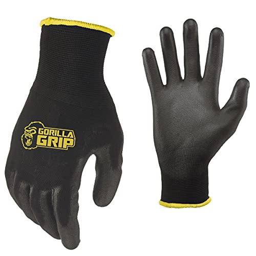 Gorilla Grip Work Gloves, Never Slip Maximum Grip All-Purpose, Gloves for Men, Superior in Wet, Dry, Oily Conditions, Polymer Palm, Medium Size, 1 Pair, Black/Blue| 25052-26 - color: Black/Blue, size: Medium, style: 1