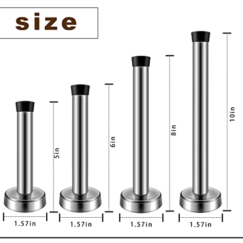 Long Door Stops, Stainless Steel Door Stopper, 5 Inch Commercial Doorstop Door Holder Wall Mounted, Large Modern Brushed Metal Solid Door Bumper Rubber Tip, Heavy Duty Door Stopper
