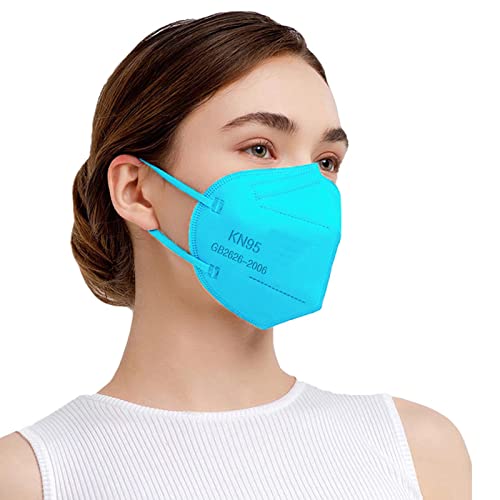 SAROULU 5-Layer Breathable Disposable KN95 Face Masks Respirator Cup Dust Safety Protection Mask - color: Blue-40