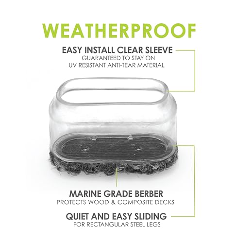 Slipstick GorillaOutdoor Berber Furniture Feet Pads with Clear Sleeve Sock (16 Pack) Weatherproof Outdoor Furniture Sliders for Medium Rectangular Legs - size: Rectangular Medium x 16
