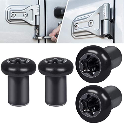 Door Hinge Nuts Replacement Screws for Jeep Wrangler JK JKU Sports Sahara Freedom Rubicon Unlimited 2-Door 4-Door 2007-2018 Exterior Accessories Black (4 PCS) - size: For JK/JKU (0.66 inches Long)