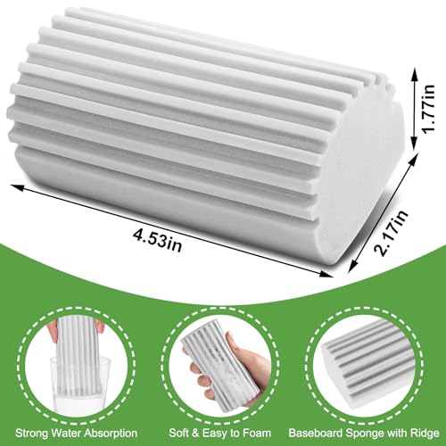 Jeymei 4-Pack Damp Clean Duster Sponge,Gray Damp Dusting Sponge,Duster Baseboard Cleaner Sponge with Ridges,Reusable Wet Duster Sponge,Household Cleaning Sponges for Blinds,Window Track Grooves - color: Gray, size: 4