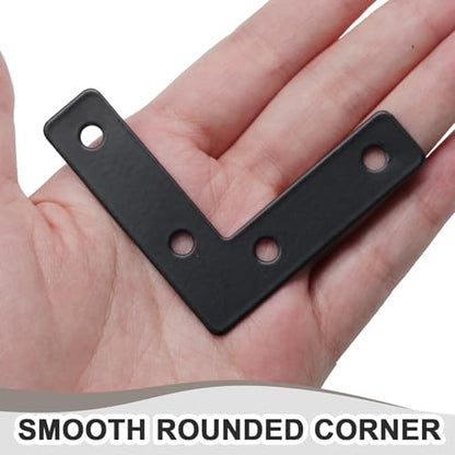 Hordion 10Pcs 2.4 x 2.4 Inch L Shape Bracket Flat Corner Brace (60 X 60mm), Right Angle Bracket Black Heavy Duty Repair Mending Plates for Wood Furniture Chair Drawer Cabinet - size: 2.4*2.4''/60*60mm, Silver