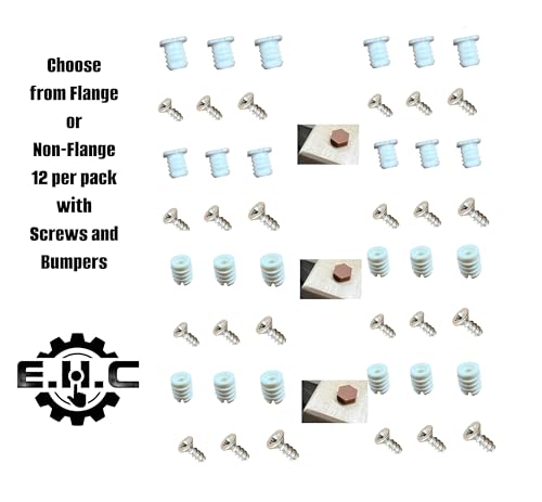 8mm Plastic Cabinet Hinge Dowel Inserts, Choose with Flanged or Non-Flanged Includes Screws and Bumpers/for Replacment and Repair of Cabinet Hinges 12 per Pack by E.H.C. (Non-Flange) - style: Non-Flange