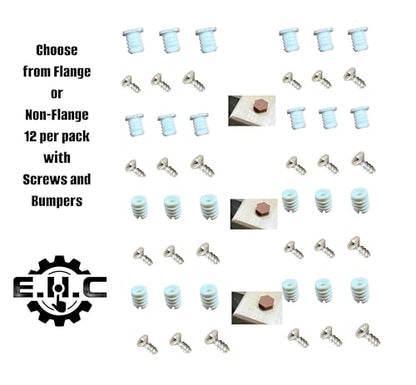 8mm Plastic Cabinet Hinge Dowel Inserts, Choose with Flanged or Non-Flanged Includes Screws and Bumpers/for Replacment and Repair of Cabinet Hinges 12 per Pack by E.H.C. (Flange) - style: Flange