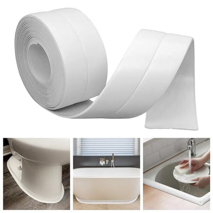Caulk Tape Bath & Kitchen Self Adhesive Caulking Tape Waterproof, Toilet Caulk Strip Bathtub Sealing Strip Shower Bathroom Tape Sealant, Traditional Caulking Replacement (White, 1.5" x10.5Ft) - style: White-1.5IN-10.5FT-A