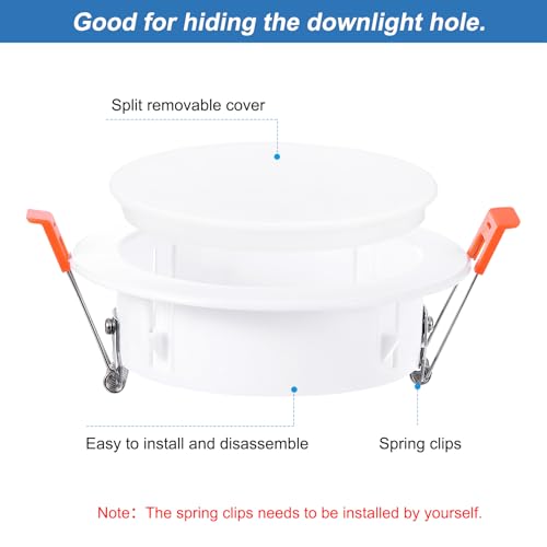 PATIKIL 3.1" Spring Ceiling Cover Plate, Recessed Light Trim Wall Mount Downlight Hole Cap Decorative Panel with Buckle Suitable for 2.4-2.7inch Round Hole Glass Ceiling Openings, White - size: 2.4-2.7"