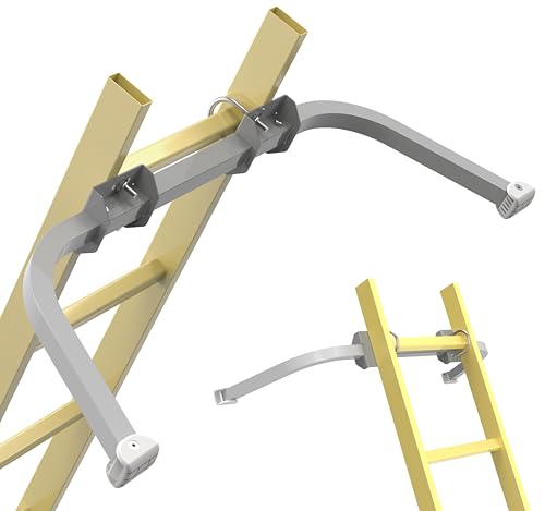 Ladder Stabilizer Accessory for Roof Gutter, Wing Span/Wall Ladder Standoff, Heavy Duty Extension Ladder Stabilizer, Easy Use, 375 lbs Weight Rating - color: Silver/Gray