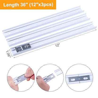 36 Inch Bi-fold Door Hardware with Track, Bifold Closet Door Hardware Repair Tool Kit, Included Steel Track, Top and Bottom Pivot, Top Guide Wheels, Spring, Metal Pivot Pin