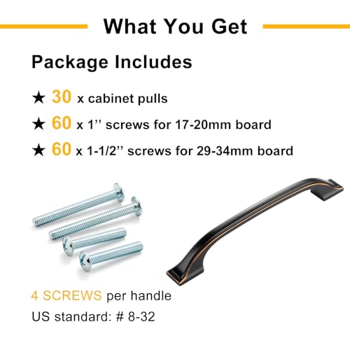 30 Pack Oil Rubbed Bronze Cabinet Pulls 3 Inch Brushed Bronze Cabinet Handles Bronze Hardware for Kitchen Cabinets 8222 Drawers Bedroom Dresser Bathroom Vanity Cupboard - color: Oil Rubbed Bronze, size: 3 Inches, style: 30 Pack Arch Pull