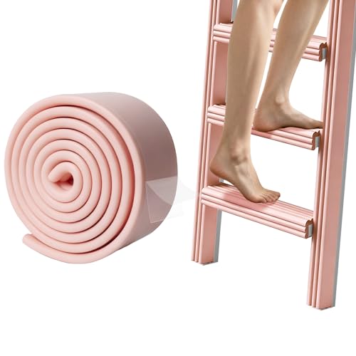 6.5 Ft Bunk Bed Ladder Pads, Strong Nano Self-Adhesive Loft Bed Ladder Cover Padding, Soft Foam Extra-Wide Edge Protector Traction Treads for Corner Funiture Step Stairs Table (Pink) - color: Pink
