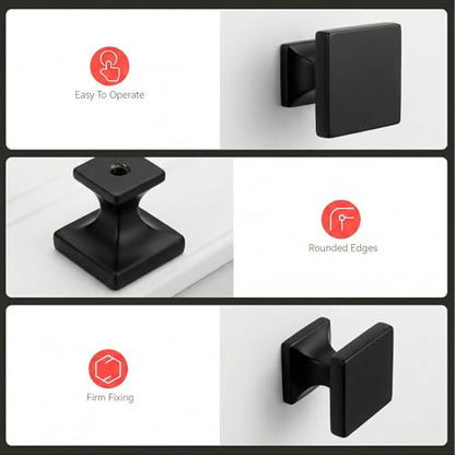 homdiy 10 Pack Black Cabinet Knobs Square Dresser Drawer Knobs - Matte Black Cabinet Knobs Kitchen Cabinet Hardware - color: Black
