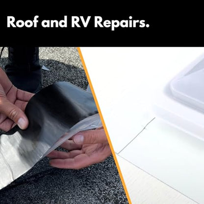HSS Sealant Tape with MicroSealant - Waterproof Commercial Roofing Tape for Roof and RV Repair - UV- & Weatherproof - Black - 2 inch x 25 feet - color: Black, size: 2" x 25'