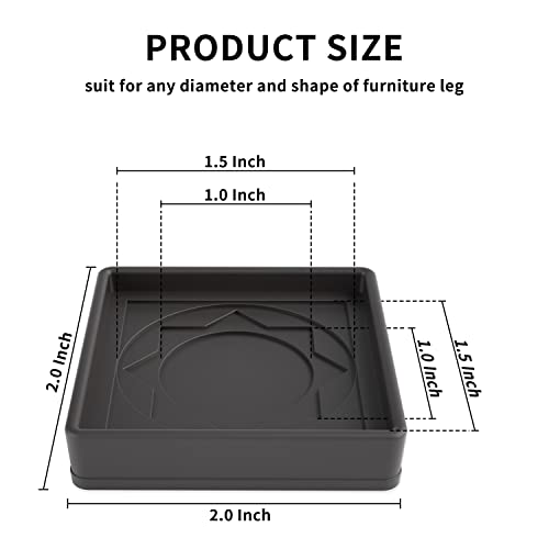 Furniture Pads Yelanon Floor Shield – 2" Round Caster Cups 8 PCS – Non-Skid Bed Stoppers, Heavy Duty Rubber Coasters – Protect Hardwood & Tile Floors! - color: 8pcs2"square Black Star