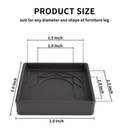 Furniture Pads Yelanon Floor Shield – 2" Round Caster Cups 8 PCS – Non-Skid Bed Stoppers, Heavy Duty Rubber Coasters – Protect Hardwood & Tile Floors! - color: 8pcs2"square Black Star