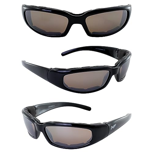 MotoFrames MF Chill Padded Motorcycle Sunglasses Black Frame w/Driving Mirror Lens