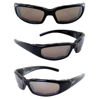 MotoFrames MF Chill Padded Motorcycle Sunglasses Black Frame w/Driving Mirror Lens