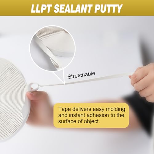 LLPT Butyl Tape White 1/2 Inch x 33Ft 2 Pack Tight Seal for Leak Proof EPDM RV Repair Window Glass Boat Sealing Roof Pipe Patching(WST052) - size: 1/2" White