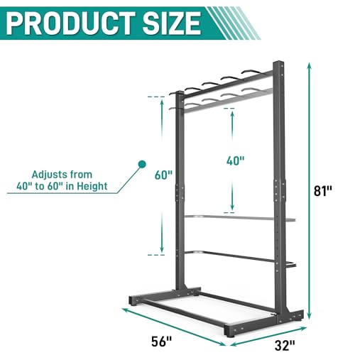 EVERHANGER Freestanding Bike Rack, Vertical Bike Rack Stand for Garage, Bicycle Storage Organizer, Holds Up to 5 Bikes - style: 5 Bike Hooks