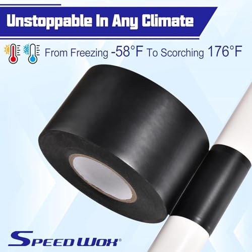 SPEEDWOX Pipe Wrap Tape PVC Black 1.9 Inch 33 Yard Vapor Barrier Tape Hose Repair Tape Self Fusing Silicone Tape Pipe Repair Clamp for Water Leaks Garden Hose Repair