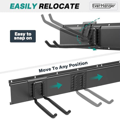 EVERHANGER Garage Tool Storage Organizer, Wall Mount Garden Tool Rack Organization, Heavy Duty Folding Chair Hangers with 6 Adjustable Hooks, Max Load 450lb, 48inch - size: 6Hooks