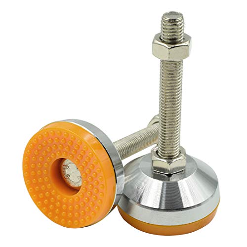 M12x100mm Leveling Feet 2Pcs, 2200 lb Capacity, 2.32 Inch Anti-Slip Base, Heavy Duty Adjustable Swivel Furniture Glides, Rubber Feet Levelers for Table, Shelves, Workbench, Cabinet, Machine - color: Orange, size: D60xM12xH100mm