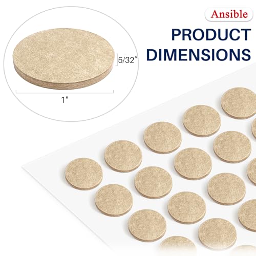 Ansible 60 PCS Felt Furniture Pads 1", Felt Pads for Chair Leg Floor Protectors for Hardwood Floors Round (Beige) - size: 60 PCS 1" Beige, Round