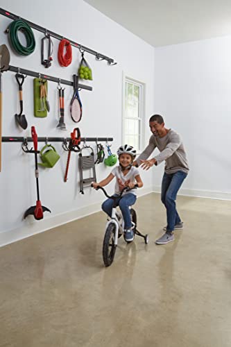 Rubbermaid 24-Piece FastTrack Garage Wall-Mounted Storage Kit, 6 Rails and 18 Hooks, Black, for Home/House/Tool/Sports/Equipment/Utility Purposes - size: 6 Rails, 18 Hooks