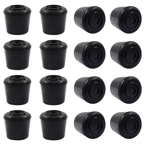 16pcs 7/8 Inch Round Chair Leg Tips Caps, Non-Slip Rubber Chair Leg Floor Protectors, Black Furniture Leg Caps Fit for 0.82"-0.87" (21-22mm) Diameter Round Feet - size: 7/8 Inch-Black
