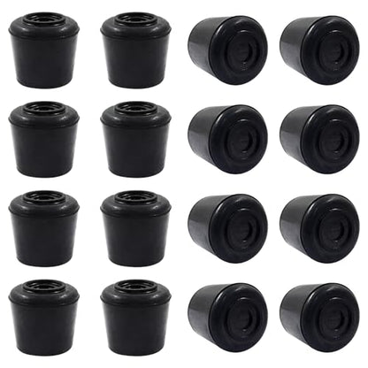 16pcs 7/8 Inch Round Chair Leg Tips Caps, Non-Slip Rubber Chair Leg Floor Protectors, Black Furniture Leg Caps Fit for 0.82"-0.87" (21-22mm) Diameter Round Feet - size: 7/8 Inch-Black