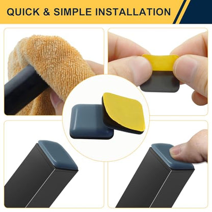 24Pcs 1 x 1 Inch Rectangular Adhesive Sliders,PTFE Chair Glides Floor Protectors Self-Stick Moving Pads,Furniture Pads for Hardwood Floors/Carpet - size: 1 x 1 Inch