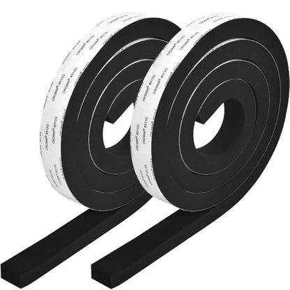 Weather Stripping Door Seal - Adhesive Foam Tape Soundproof Weatherstripping for Windows,1 Inch Wide X 1 Inch Thick,2 Rolls Total 13FT Black,High Density - size: 1In x 1In x 13Ft