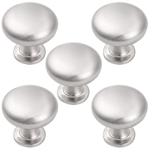 Probrico 5 Pack Cabinet Knobs Hardware,Furniture Round Knobs in Brushed Nickel Finish,1-3/16 inch(29.5mm) Diameter Kitchen Pull Knobs - color: Brushed Nickel