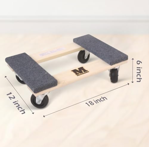MaxWorks 50856 1320 lbs. Capacity 18 in. x 12 in. Hardwood Furniture Moving Dolly, KD Version Two Pack - color: Natural, size: 18 in x 12 in