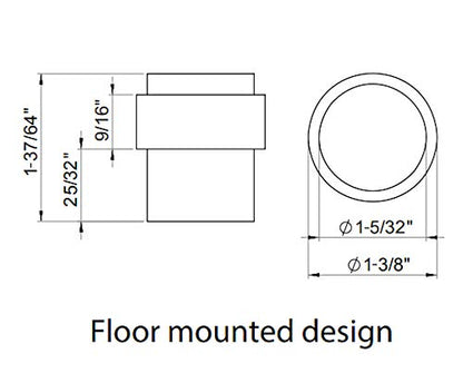 INOX Satin Stainless Steel Door Stoppers - Elegant Simple Style Door Stop with Durable Satin Finish, Heavy-Duty Floor Mounted Hardware, Scratch Protection, 1.58" Tall x 1.38" DSIX04-32D - color: Satin Stainless Steel