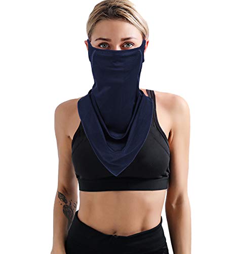 Kyerivs Face Mask Reusable Washable Cloth Bandanas Women Men Neck Gaiter Cover Ear Loops - color: Mesh Navy
