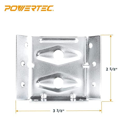 POWERTEC Surface Mount Corner Brackets 16PK w/Mounting Hardware, Corner Braces for Coffee Table/Bench Legs/Desk Legs/Dining Table (71428-P4) - size: 2-5/8" x 3-3/8", style: Flat Corner Brackets Combo, 16PK
