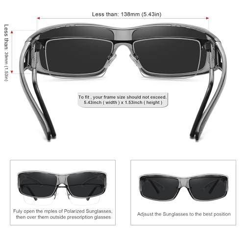 MEETSUN Fit Over Glasses Sunglasses for Men Women,Wrap Around Sunglasses Polarized UV400 Protection - color: A1-clear Gray Frame-gray Lens